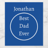 Étiquette Pour Bouteilles De Vin Meilleur papa jamais bleu (Étiquettes simples)