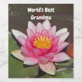 Étiquette Pour Bouteilles De Vin Meilleure Grand-Mère Au Monde Rose Water Lily Flow (Étiquettes simples)