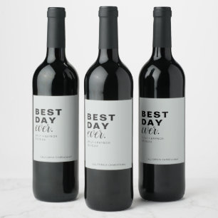 Étiquette Pour Bouteilles De Vin Meilleure Journée Typographie Mariage
