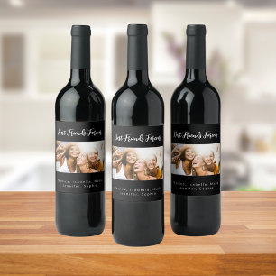 Étiquette Pour Bouteilles De Vin Meilleurs amis pour toujours besties photo noir