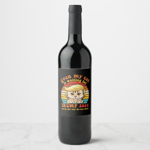 Étiquette Pour Bouteilles De Vin Même mon chat attend Trump 2024 Vêtements