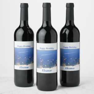 Étiquette Pour Bouteilles De Vin Mer bleue grecque