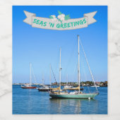 Étiquette Pour Bouteilles De Vin Mer côtière et salutations Bateaux à voile sur la  (Étiquettes simples)