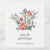 Étiquette Pour Bouteilles De Vin Mer et salutations | Vacances côtières personnalis (Étiquettes simples)