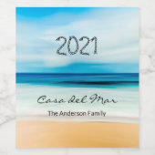 Étiquette Pour Bouteilles De Vin Mer marine bleu tropical nom de la maison (Étiquettes simples)