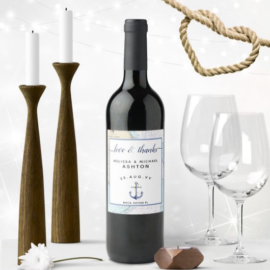 Étiquette Pour Bouteilles De Vin Merci #Ancre nautique #Événement Mariage #Floride