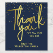 Étiquette Pour Bouteilles De Vin Merci Appréciation Marine Or (Étiquettes simples)