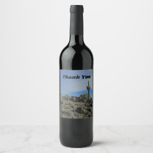 Étiquette Pour Bouteilles De Vin Merci Arizona Saguaro Cactus Désert Photo