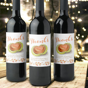 Étiquette Pour Bouteilles De Vin Merci automne chestnut coeur aquarelle personnalis