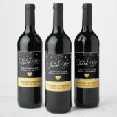 Étiquette Pour Bouteilles De Vin MERCI Blanc Noir Faux Or Foil Mariage Coeur (Bouteilles)