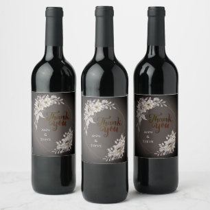 Étiquette Pour Bouteilles De Vin Merci Blank Wreath Flowers Floral Art