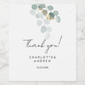 Étiquette Pour Bouteilles De Vin Merci! Botanique, élégante, écriture manuscrite (Étiquettes simples)