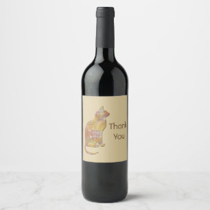 Étiquette Pour Bouteilles De Vin Merci Cat Sitter Patchwork Appréciation de l'anima