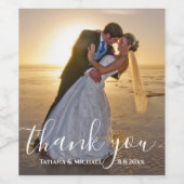 Étiquette Pour Bouteilles De Vin merci, chic calligraphie mariage photo (Étiquettes simples)