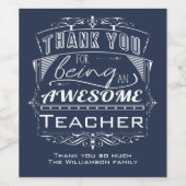 Étiquette Pour Bouteilles De Vin Merci d'appréciation de l'enseignant (Étiquettes simples)