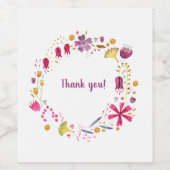 Étiquette Pour Bouteilles De Vin Merci d'aquarelle florale (Étiquettes simples)