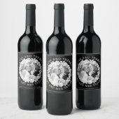 Étiquette Pour Bouteilles De Vin Merci de couronne de rose blanche M & Mme mariage  (Bouteilles)
