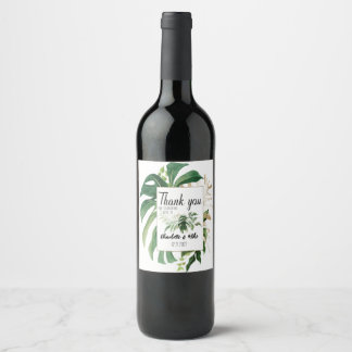 Étiquette Pour Bouteilles De Vin Merci de Mariage à feuilles tropicales personnalis