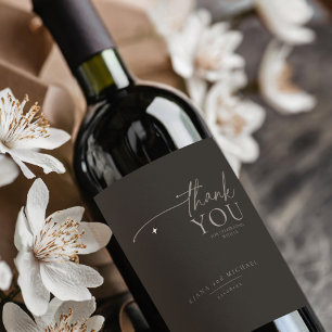 Étiquette Pour Bouteilles De Vin Merci de Mariage à neutre chic ID1020