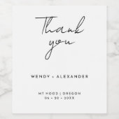 Étiquette Pour Bouteilles De Vin Merci de Mariage de script moderne blanc (Étiquettes simples)