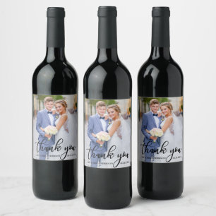 Étiquette Pour Bouteilles De Vin Merci de mariage élégant moderne photo