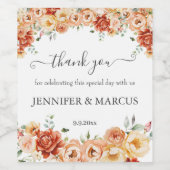Étiquette Pour Bouteilles De Vin Merci de mariage floral élégant (Étiquettes simples)