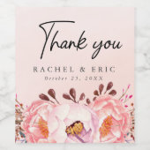 Étiquette Pour Bouteilles De Vin Merci de Mariage flou romantique (Étiquettes simples)