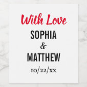 Étiquette Pour Bouteilles De Vin Merci De Mariage Simple Et Élégant Avec Amour (Étiquettes simples)