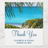 Étiquette Pour Bouteilles De Vin Merci de mariage Turquoise Tropical Beach (Étiquettes simples)
