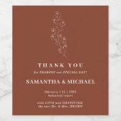 Étiquette Pour Bouteilles De Vin Merci élégant Fleur minuscule en terre cuite Maria (Étiquettes simples)