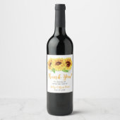 Étiquette Pour Bouteilles De Vin Merci Mariage de tournesol jaune (Devant)