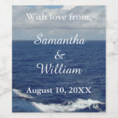 Étiquette Pour Bouteilles De Vin Merci Mariage des vagues d'océan (Étiquettes simples)