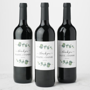 Étiquette Pour Bouteilles De Vin Merci Mariage Eucalyptus