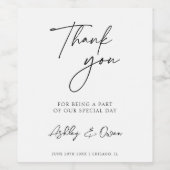 Étiquette Pour Bouteilles De Vin Merci Mariage moderne noir (Étiquettes simples)