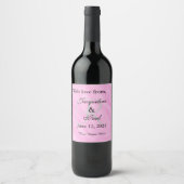 Étiquette Pour Bouteilles De Vin Merci Mariage monogramme rose pâle (Devant)