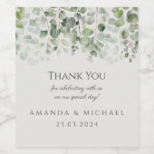 Étiquette Pour Bouteilles De Vin Merci Mariage vert Eucalyptus Sage (Étiquettes simples)