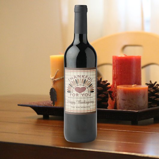 Étiquette Pour Bouteilles De Vin Merci MERCI POUR VOUS En vichy rustique