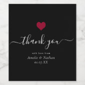Étiquette Pour Bouteilles De Vin Merci moderne Script Bourgogne Red Heart Mariage (Étiquettes simples)
