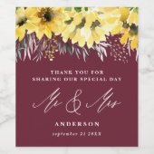 Étiquette Pour Bouteilles De Vin Merci pays rustique tournesol bordeaux (Étiquettes simples)