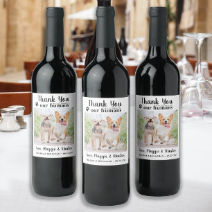 Étiquette Pour Bouteilles De Vin Merci Personnalisé Pet Photo Dog Mariage