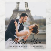 Étiquette Pour Bouteilles De Vin Merci photo de mariage moderne et élégant (Étiquettes simples)