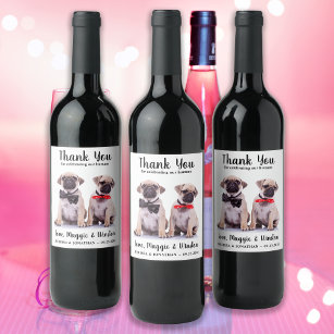 Étiquette Pour Bouteilles De Vin Merci photo pour animal de compagnie personnalisé 