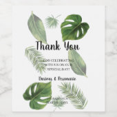 Étiquette Pour Bouteilles De Vin Merci pour le mariage tropical de palme Favor (Étiquettes simples)