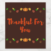 Étiquette Pour Bouteilles De Vin Merci Pour Vous, Thanksgiving (Étiquettes simples)