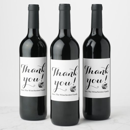 Étiquette Pour Bouteilles De Vin Merci script personnalisé kraft rustique Thanksgiv (Bouteilles)
