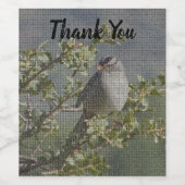 Étiquette Pour Bouteilles De Vin Merci Sparrow sur Branche Mosaic Appréciation (Étiquettes simples)