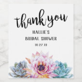 Étiquette Pour Bouteilles De Vin Merci Succulent (Étiquettes simples)