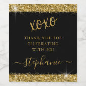 Étiquette Pour Bouteilles De Vin Merci XOXO Noir Or Moderne (Étiquettes simples)
