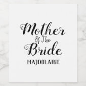 Étiquette Pour Bouteilles De Vin Mère De La Mariée (Étiquettes simples)