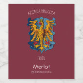 Étiquette Pour Bouteilles De Vin Merlot du Frioul (Étiquettes simples)